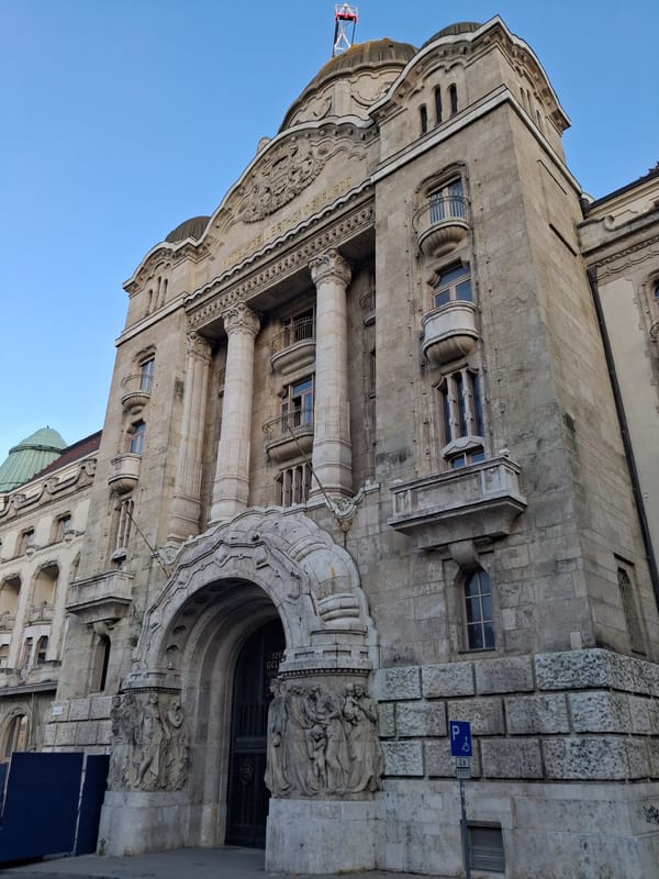 Budapest architecture and public art, June afternoon