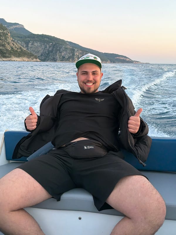 Boat excursion documented off Turkish coast during sunset hours