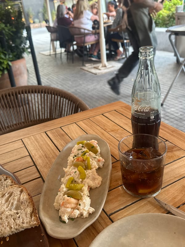 Meal photographed at Madrid cafe patio