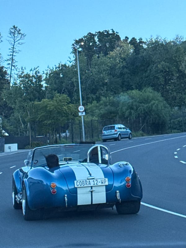 Blue AC Cobra spotted driving through Cape Town streets