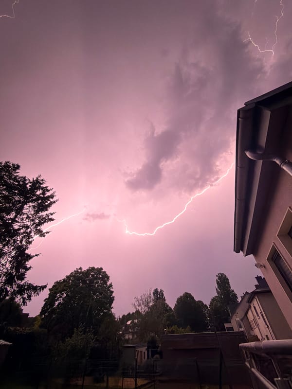 Thunderstorm lights up the sky over Esch-sur-Alzette