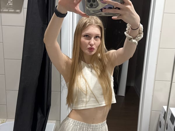 Woman takes bathroom selfies in Perm, Russia