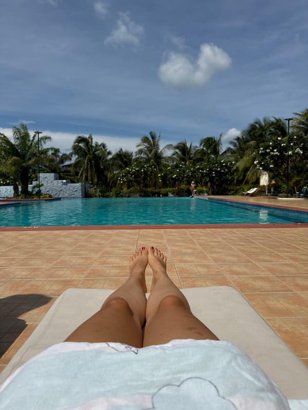 Poolside downtime at a Vietnam resort