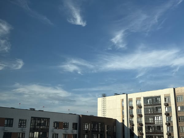 Lunch at home and summer skies over Lyubertsy