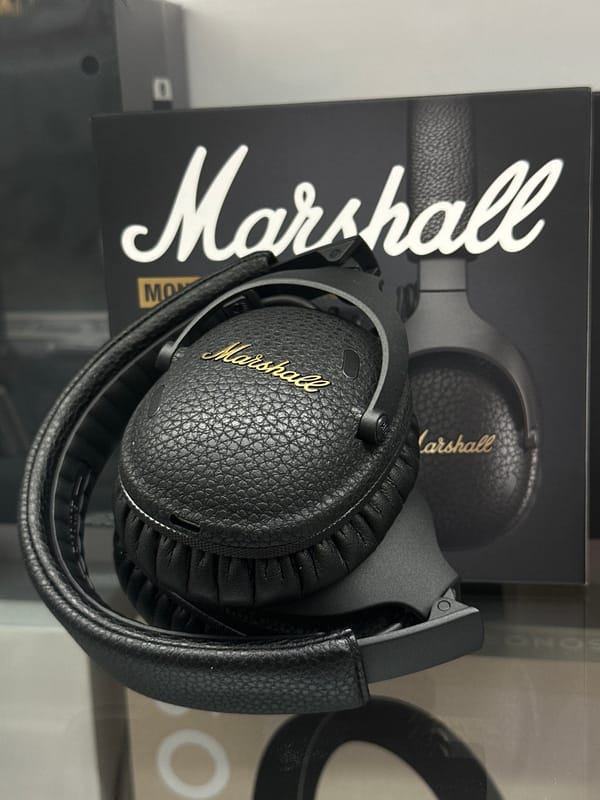 Marshall headphones spotted on glass surface in Sofia