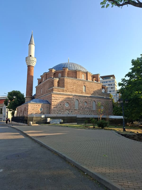 Mosques, pigeons, and Soviet-era parks in a Central Asian city