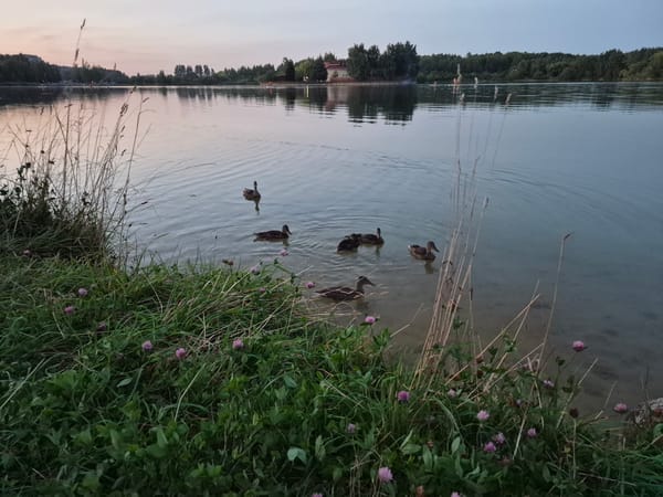 Dusk settles over a quiet lake in Minsk