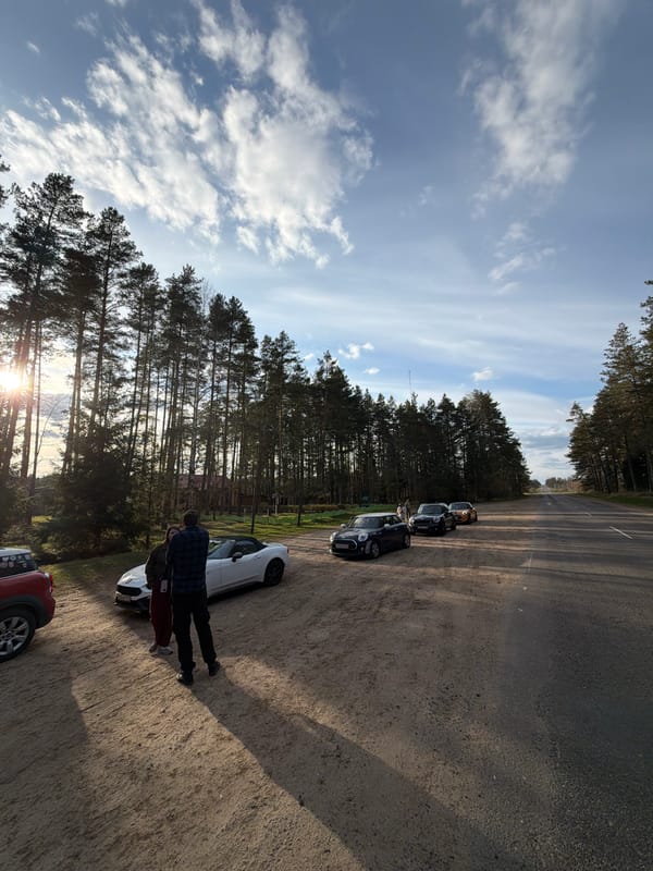 Rural Belarus road scene captured during late afternoon