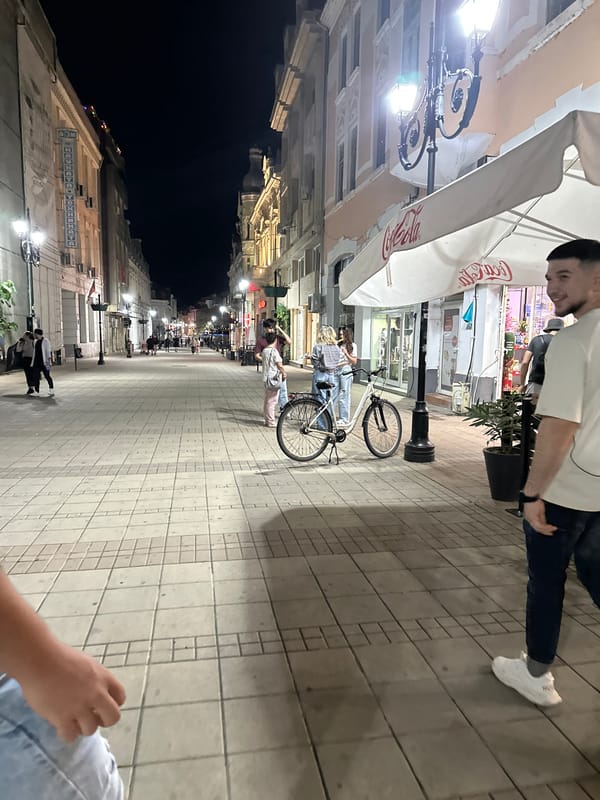 Evening walk along Ruse's main pedestrian street