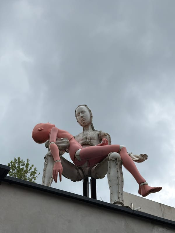 Sculptural art installation featuring two figures spotted in Seoul