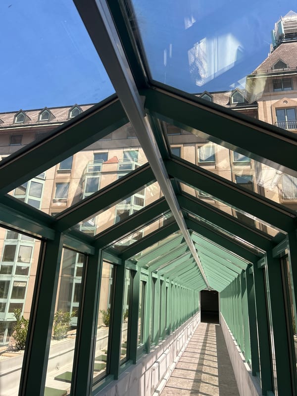 Budapest walking tour documented through glass walkways and city squares