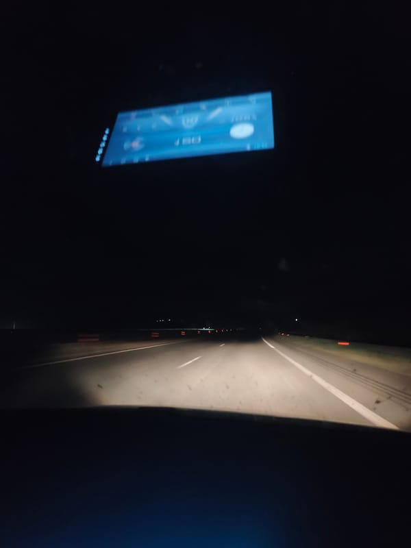 Nighttime highway travel documented near Pokrovnik, Bulgaria