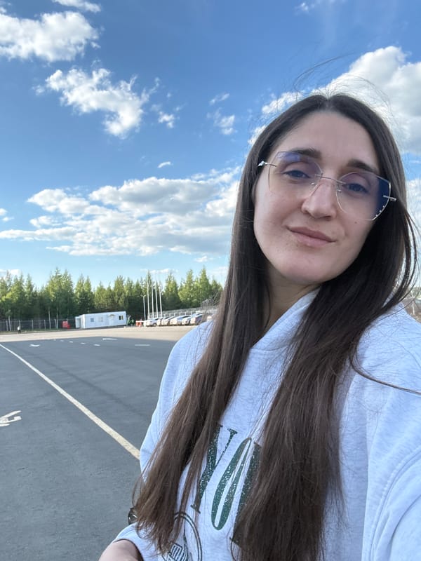 Woman takes outdoor selfie in Sarapul, Russia