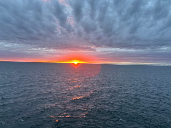 Baltic sunset over Gdynia, city skyline fading into dusk