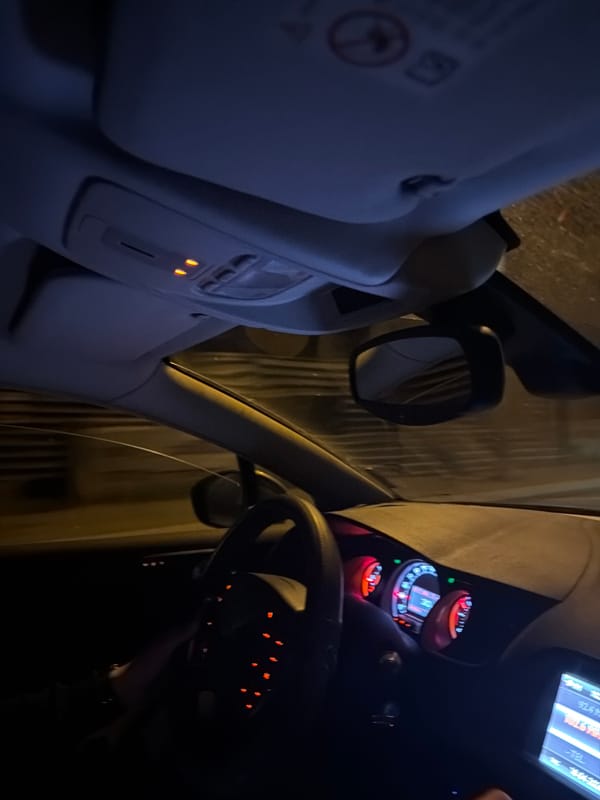 Car interior documented in Sofia evening hours