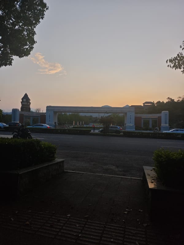 Two men walk together near university campus in Chongqing