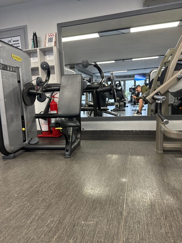 Morning workout and meal routine documented in Varna gym