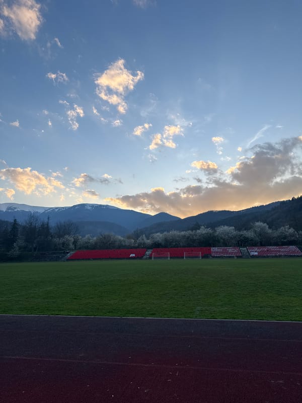 Golden hour sunset observed in Berkovitsa, Bulgaria