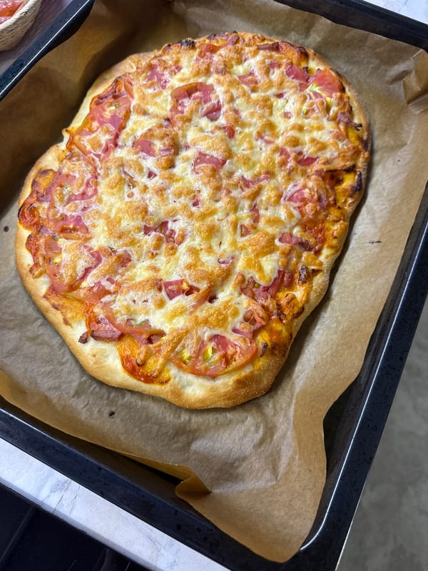 Homemade pizza fresh out of the oven in Kazan
