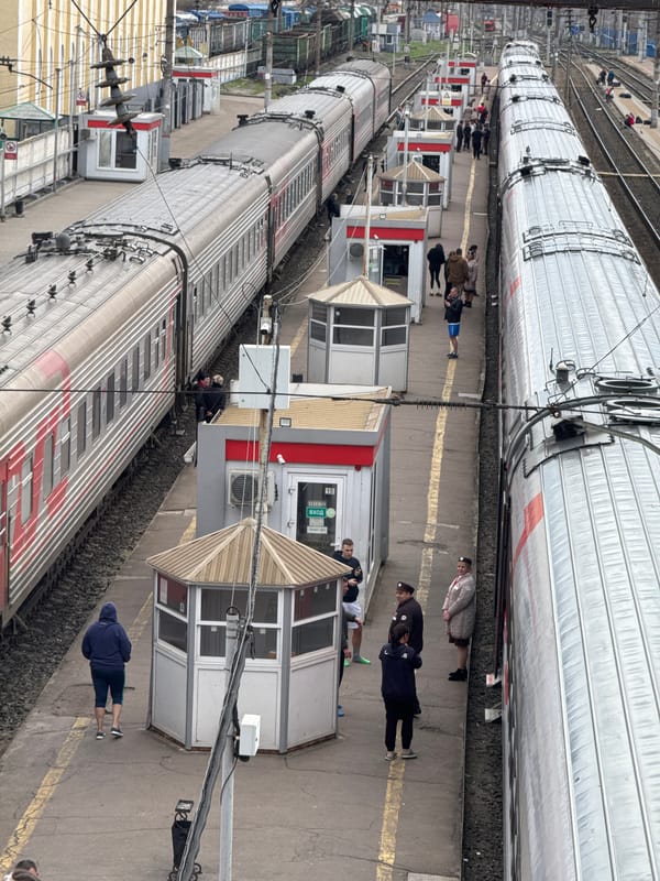 Morning railway station activity documented in Rossosh, Russia