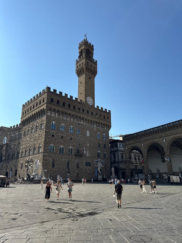 Morning walk through Piazza della Signoria, Florence