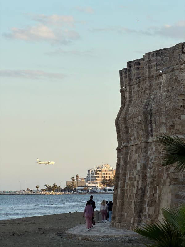 Afternoon coastal life documented along Larnaca waterfront, Cyprus