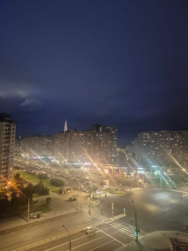 Dusk over a Saint Petersburg residential district, seen from above