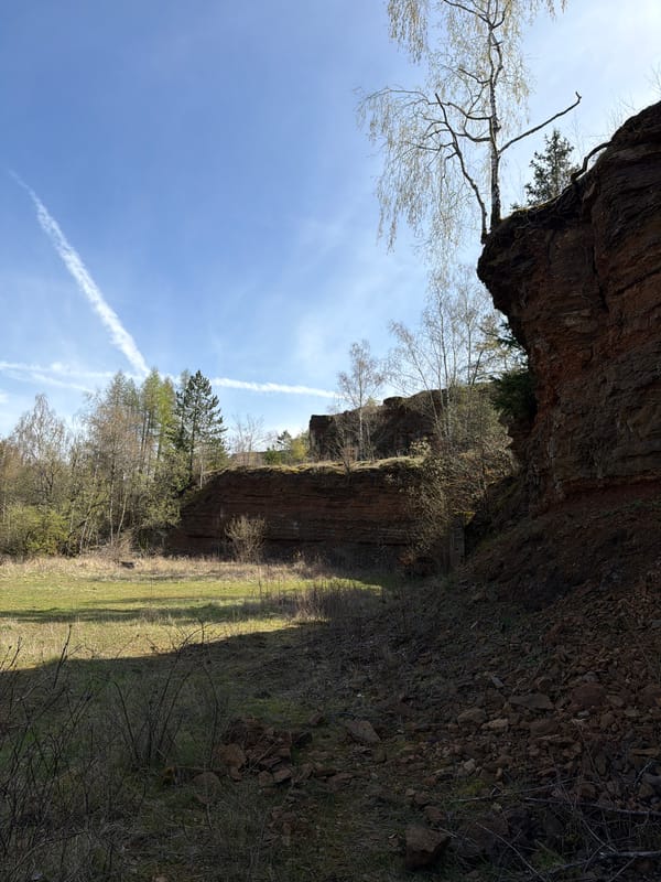 Mountain bikes parked at geological site in Luxembourg