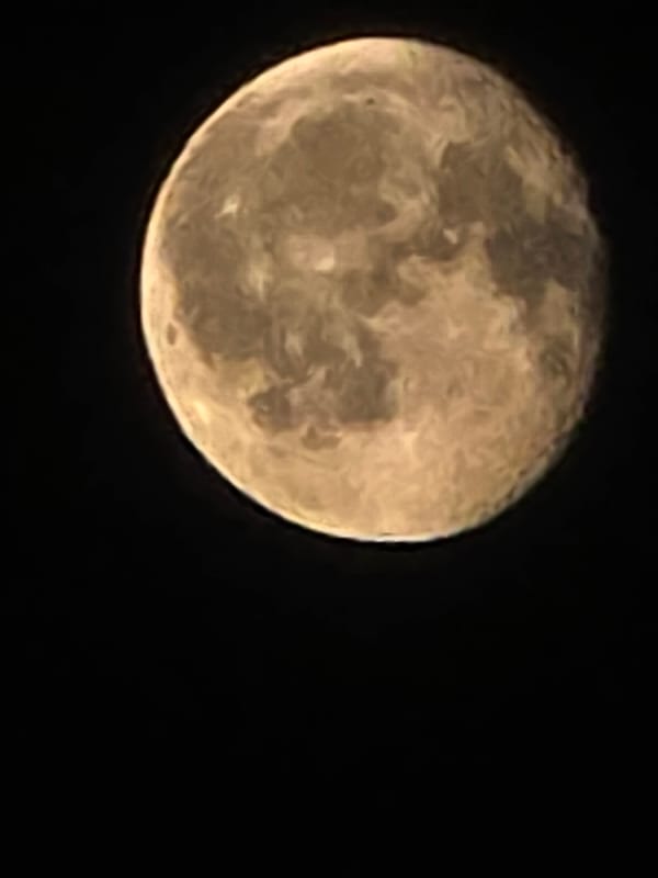 Moonrise and city park at night in Naberezhnye Chelny