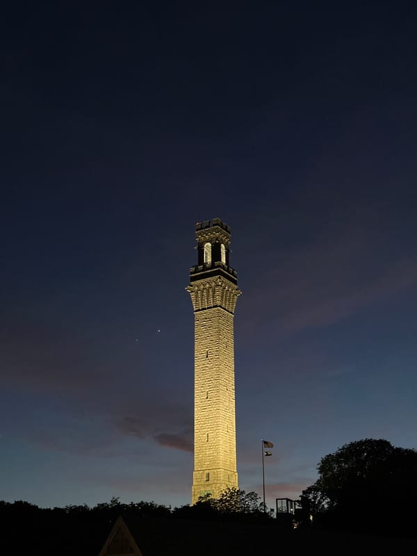 Dusk scenes captured at Provincetown landmarks and Commercial Street