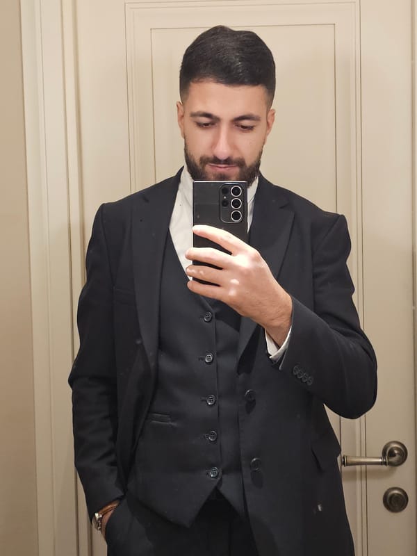 Man takes formal selfie in mirror in Yerevan