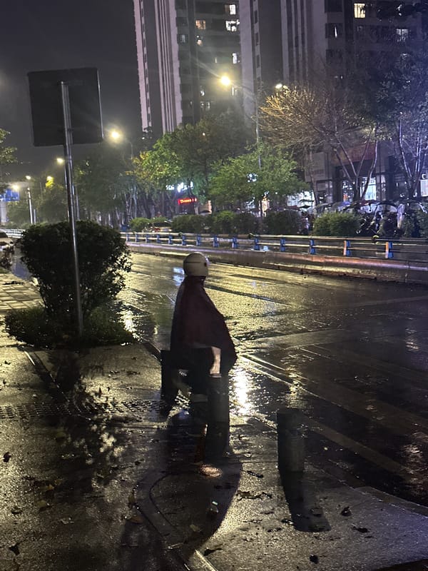 Rainy autumn evening captured in Chongqing High-tech Zone streets