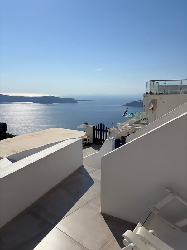 Balcony views over the Aegean, Santorini