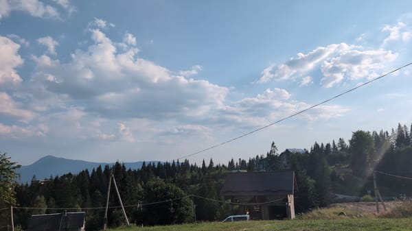 Summer afternoon scenes around a Carpathian village