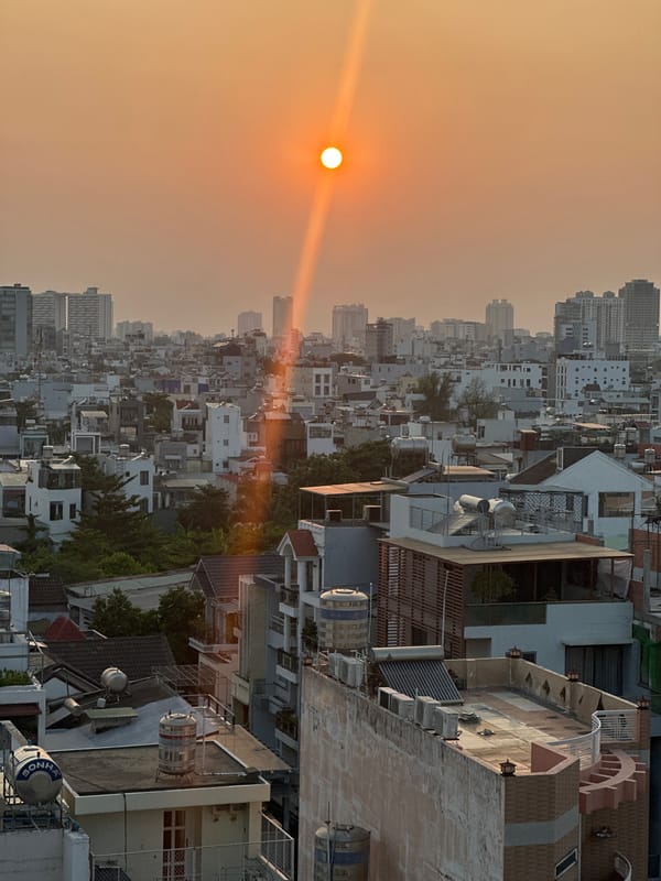 Sunset observed over Ho Chi Minh City urban landscape