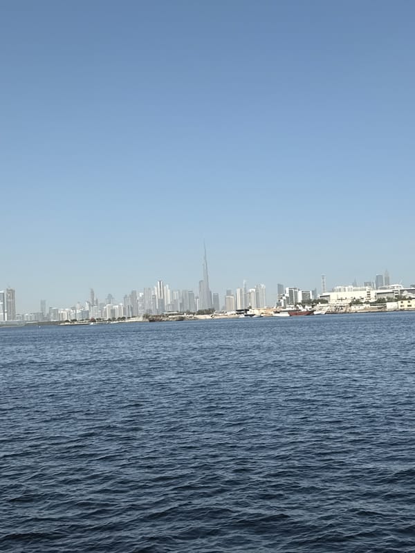 Dubai skyline with Burj Khalifa photographed at dawn