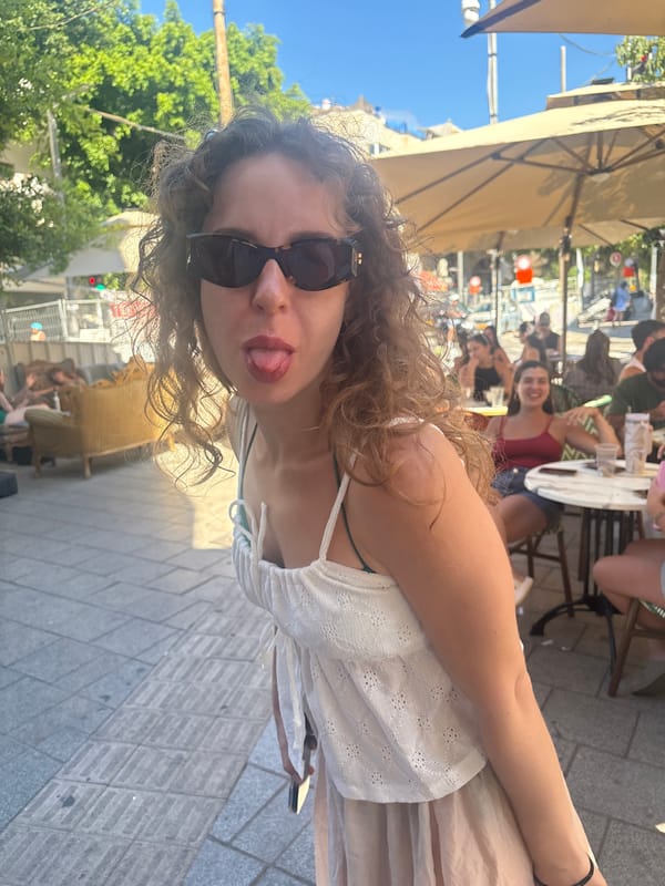 Sunny afternoon hangout at a Tel Aviv outdoor café