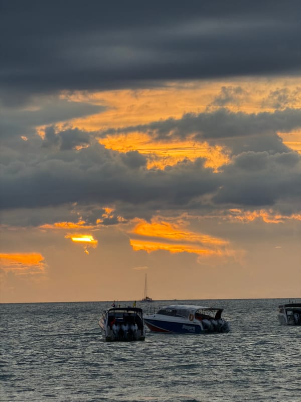 Sunset hour at Baan Bang Rak's pier and beachfront