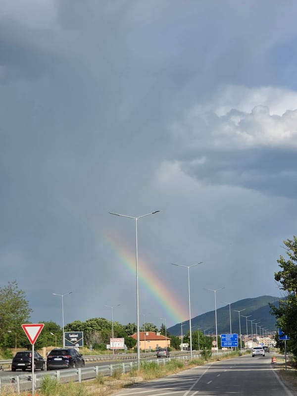 Rainbow photographed over Asenovgrad after rain shower