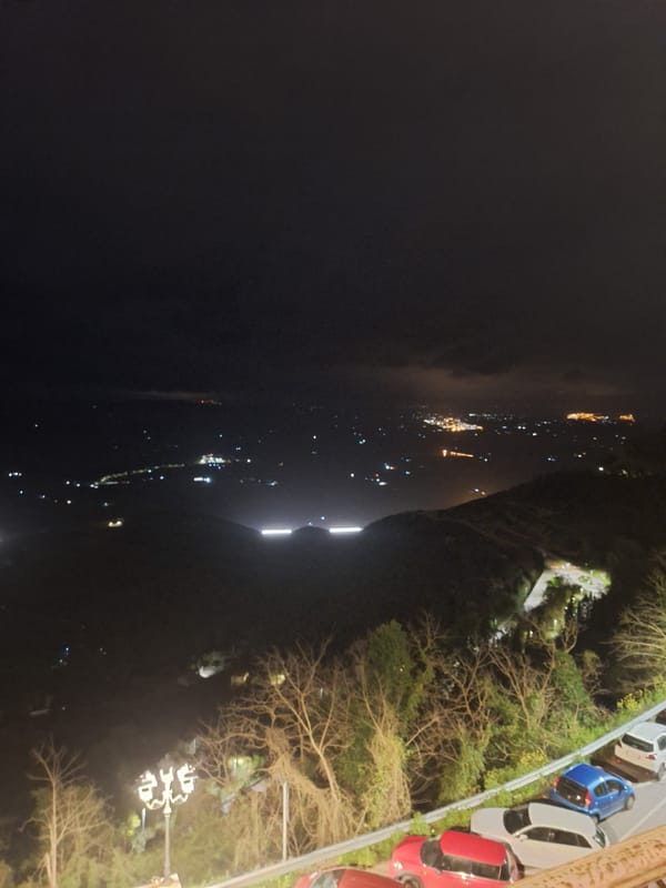 Nighttime cityscape view captured in Enna, Italy