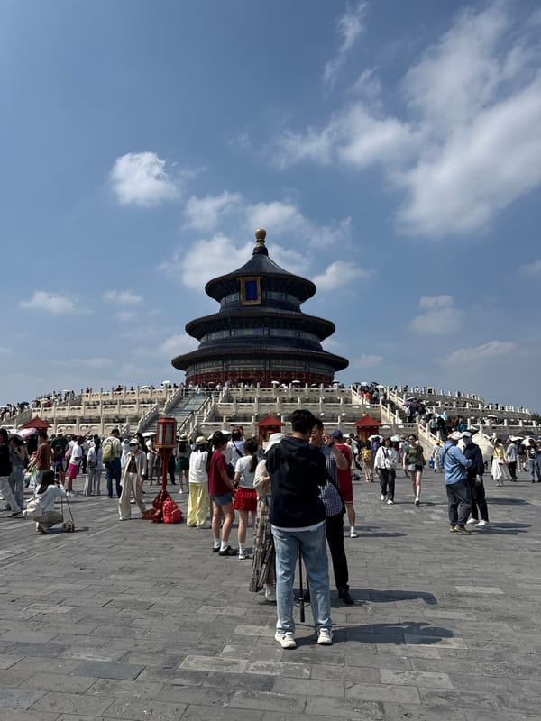 Tourist crowds explore Temple of Heaven complex in Beijing