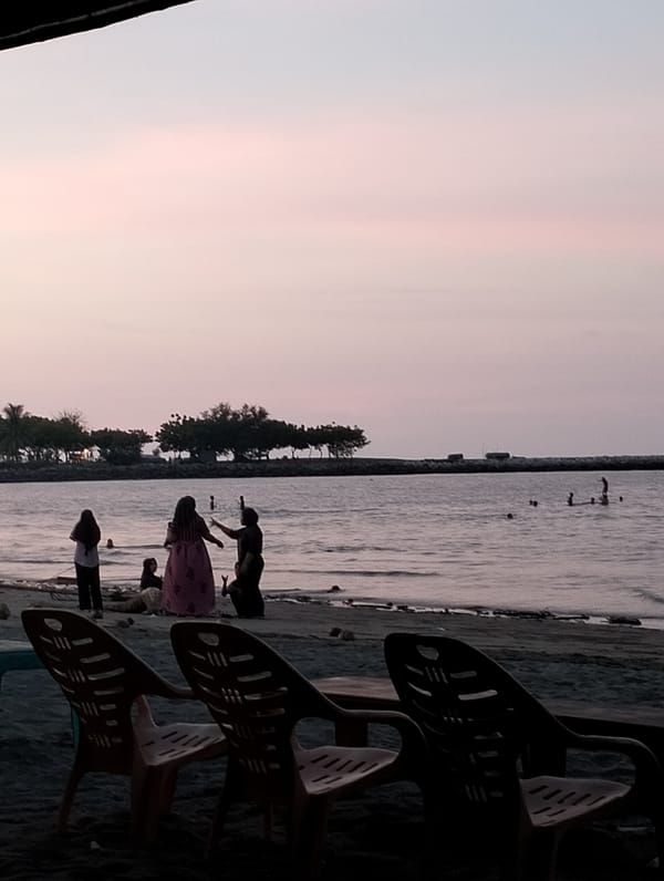 Twilight colors observed along Lhokseumawe coast, Indonesia