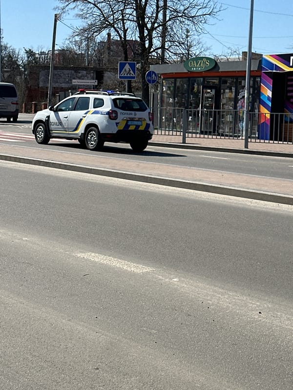 Routine street activity captured in Irpin, Ukraine