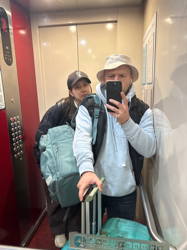 Late night mirror selfies captured in Krasnoyarsk elevator