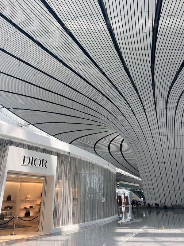 Early morning documentation of Beijing Daxing Airport interior features