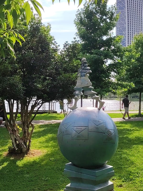 Batumi park monuments and sculptures on a July afternoon