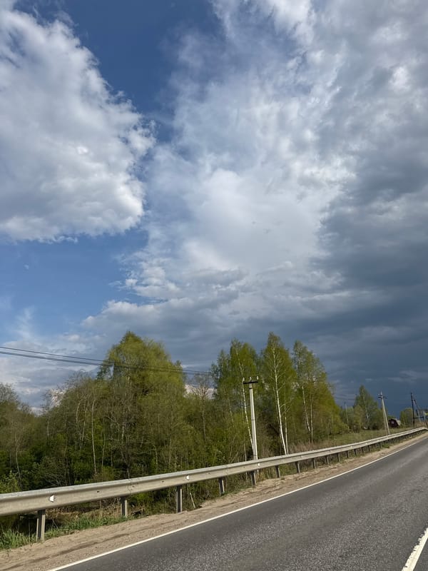 Spring roadside scene documented in Razdolye, Russia