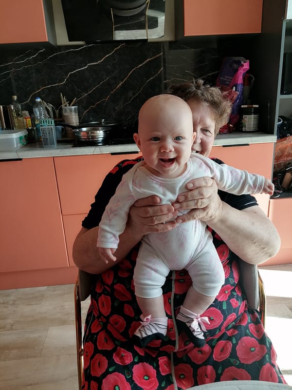 Happy baby moments at home in Trubacheyevka