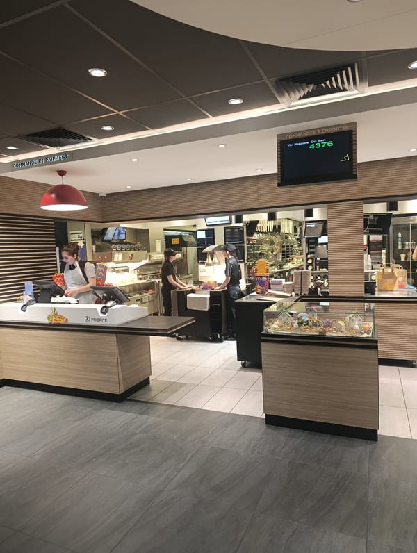 McDonald's staff serve customers in Freyming-Merlebach evening shift