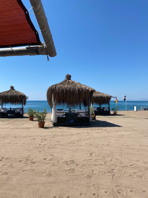 Quiet resort beach morning in Aksu, Turkey